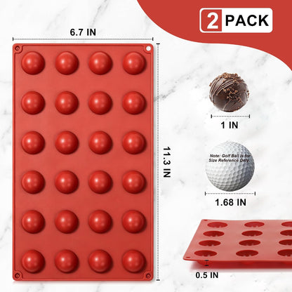 Semi Sphere Silicone Molds, 24-Cavity Non-Stick Chocolate Molds