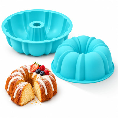 Vinino 10 Inch Silicone Cake Pans, Gelatin Dessert Molds, 2 Pack, Cream