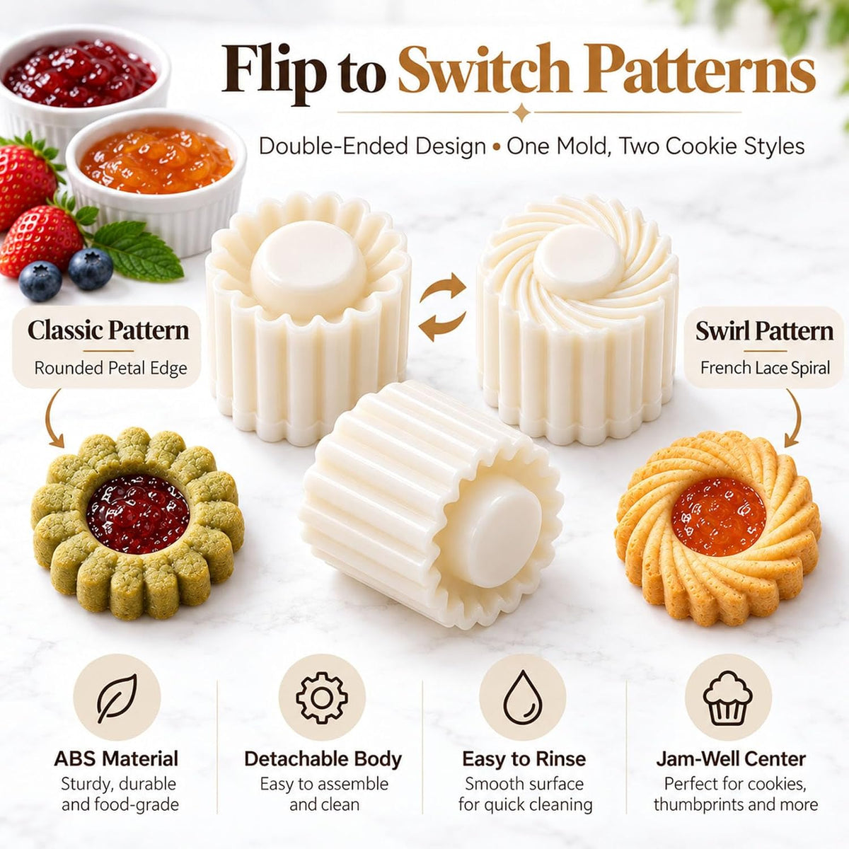 Sunflower Patterned Round Hand-Press Mooncake Double Ended Pastry Mold