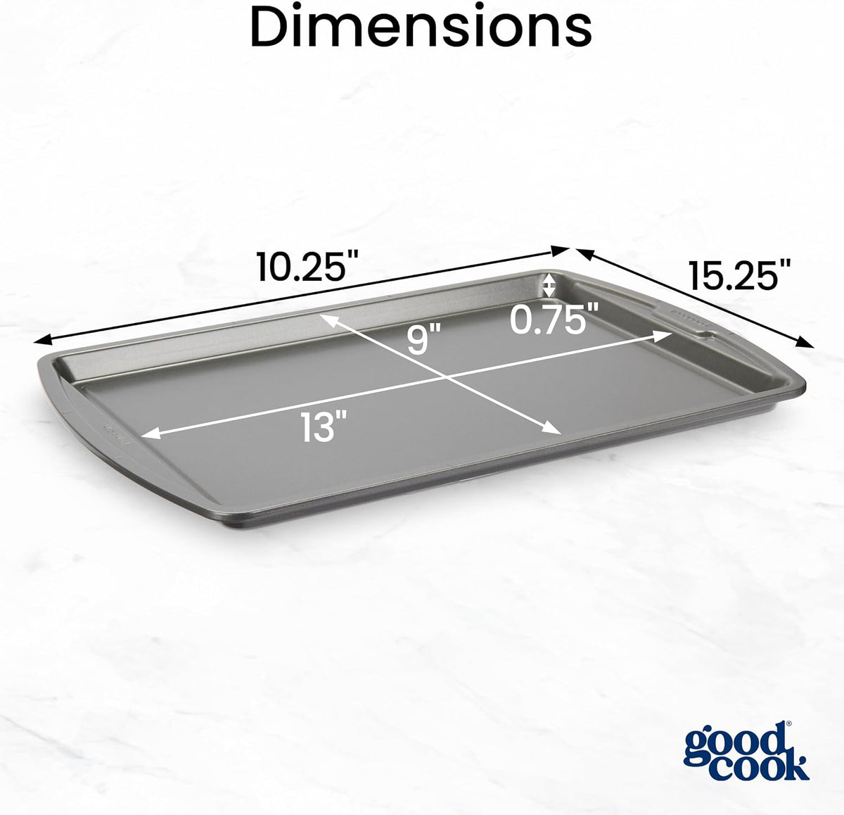 GoodCook Everyday Baking Sheet with Carbon Steel Construction & Scratch-Resistant Metal-Utensil Safe Nonstick, 9 x 13-Inch