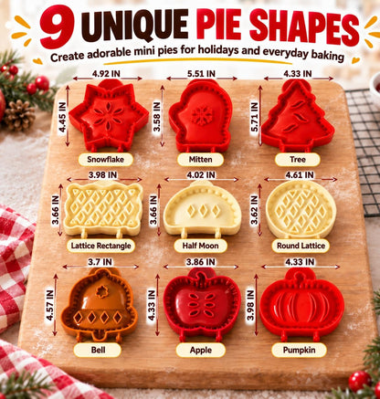 9 Pack Mini Pie Molds Set, ABS+PP Hand Pie Press Molds for Holiday Baking