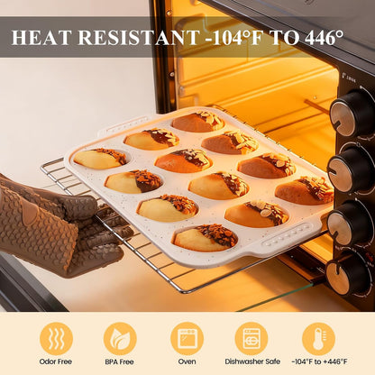 Vinino 2-Pack Silicone Madeleine Pans for Baking with Reinforced Frame