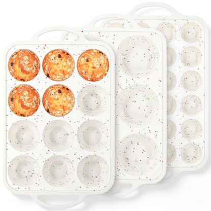 Silicone Muffin Pan for Baking with Metal Reinforced Frame, Nonstick Cupcake Pan 1 Pack Regular Size Egg Bites Silicone Mold