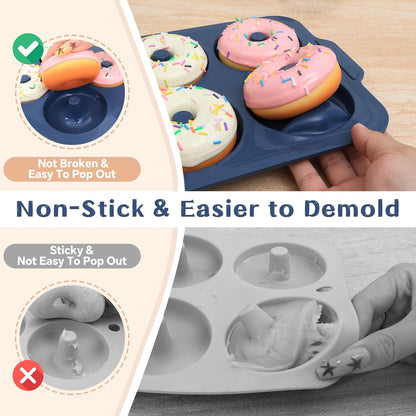 Nonstick Silicone Donut Pan: 3.5 Inch Doughnut Baking Mold with Frame