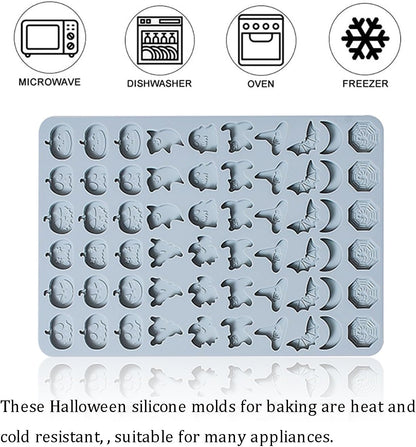 Halloween Silicone Molds 2 Packs Pumpkin Ghost Chocolate Molds Silicone Mini Mold for Halloween Baking Candy Chocolate Cookie Jelly