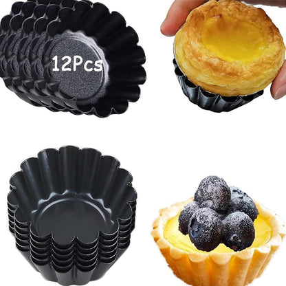 RICHSC-PAN Egg Tart Molds, 12 PCS Non-Stick Very Mini Tart Pans.
