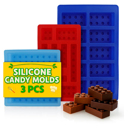 6 Pcs Robot and Bricks Silicone Molds for Chocolate and Candy