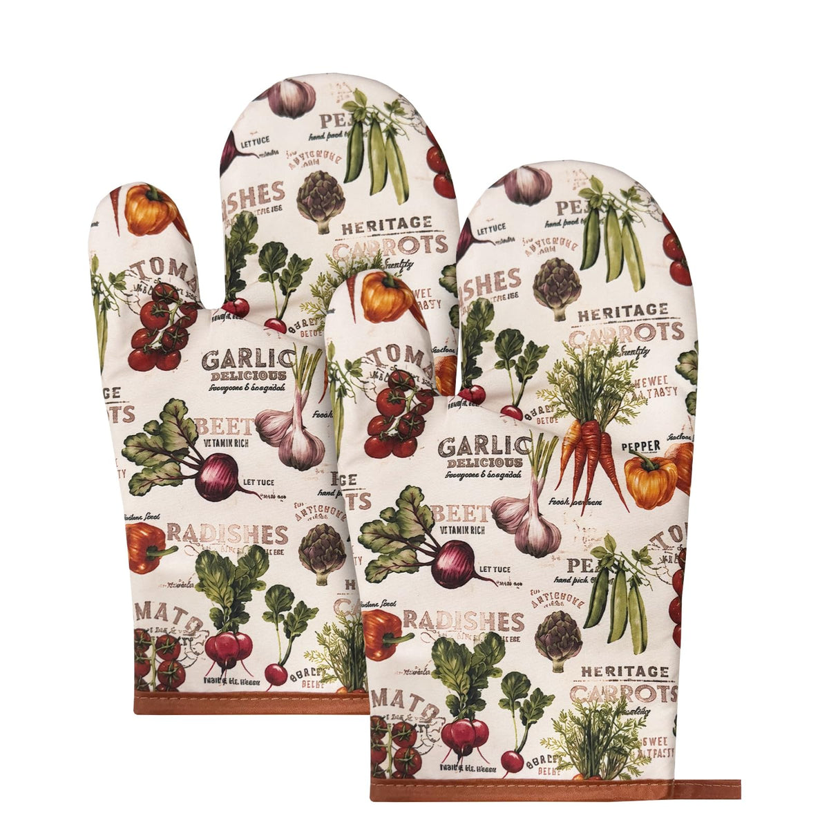 2Pcs Boho Floral Cotton Oven Mitts Heat Resistant Kitchen Gloves with Loop