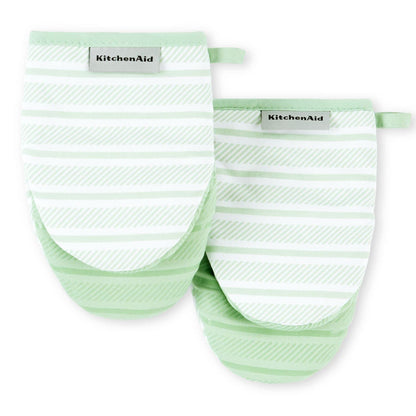 KitchenAid Albany Mini Oven Mitt 2-Pack Set, Aqua Sky, 5.5"x8"
