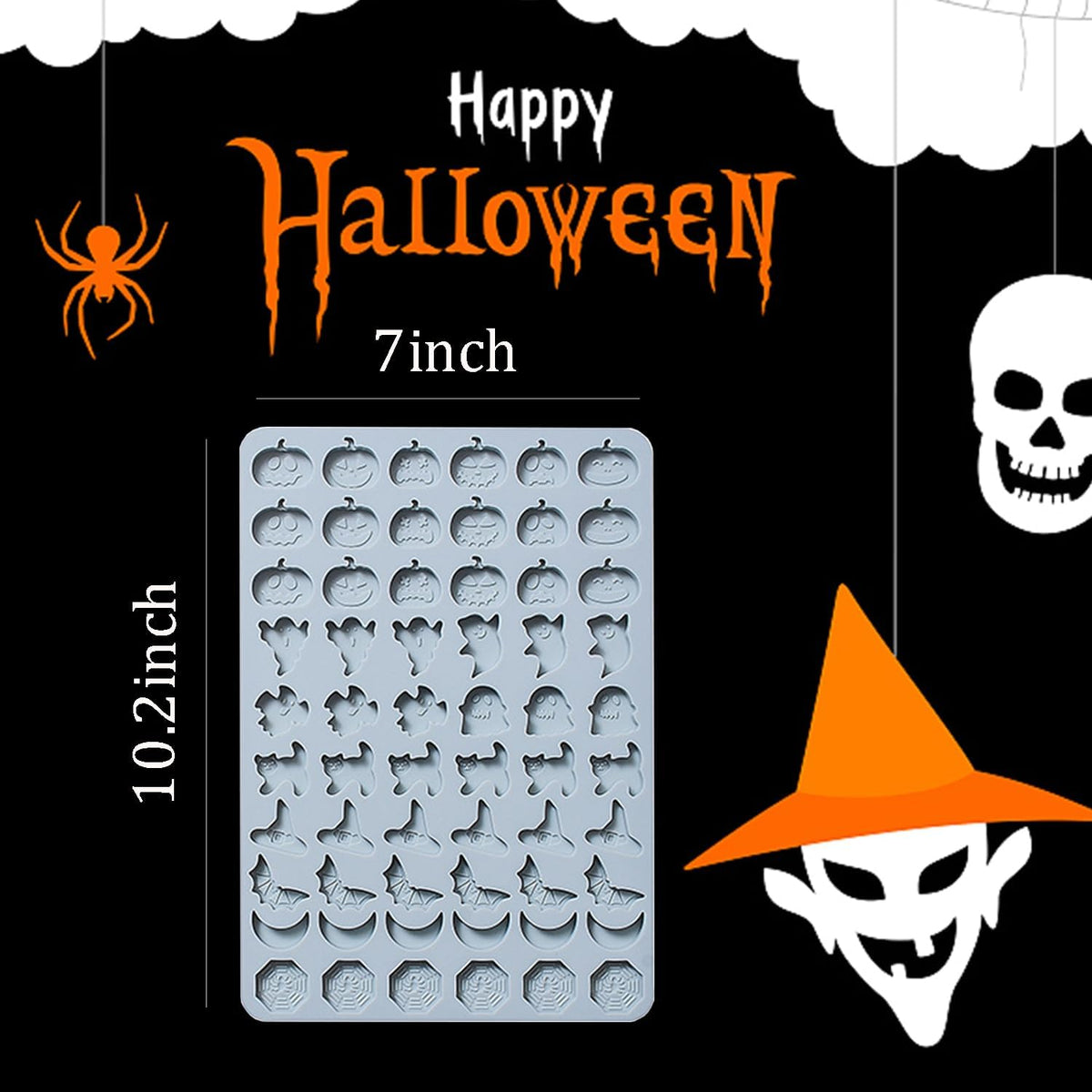 Halloween Silicone Molds 2 Packs Pumpkin Ghost Chocolate Molds Silicone Mini Mold for Halloween Baking Candy Chocolate Cookie Jelly