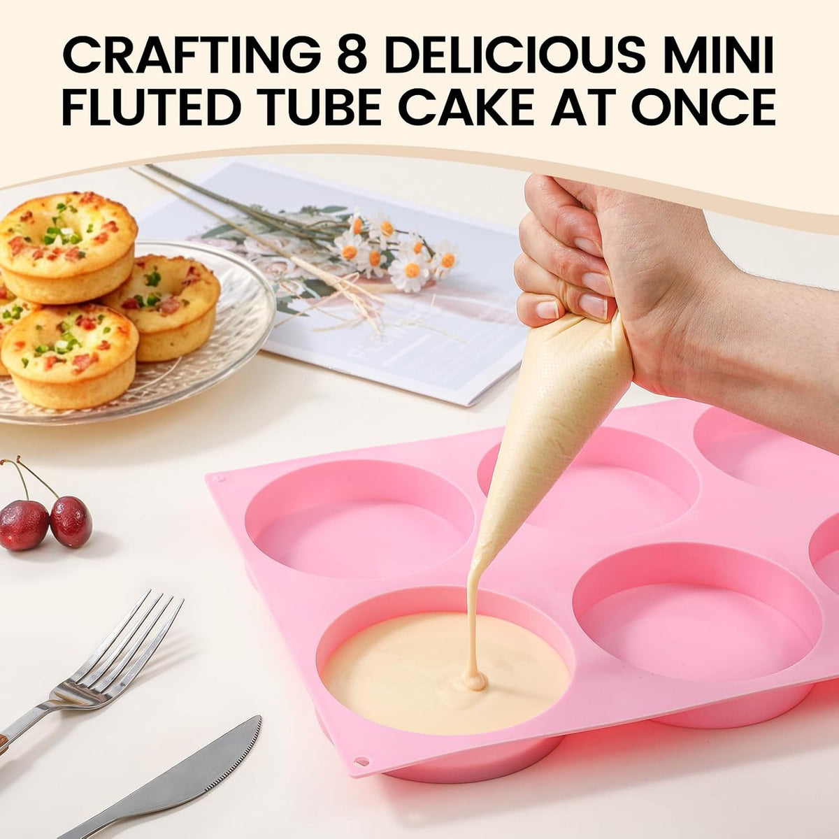 Silicone Muffin Top Pan, 4 Inch Egg Mold for Breakfast Sandwiches