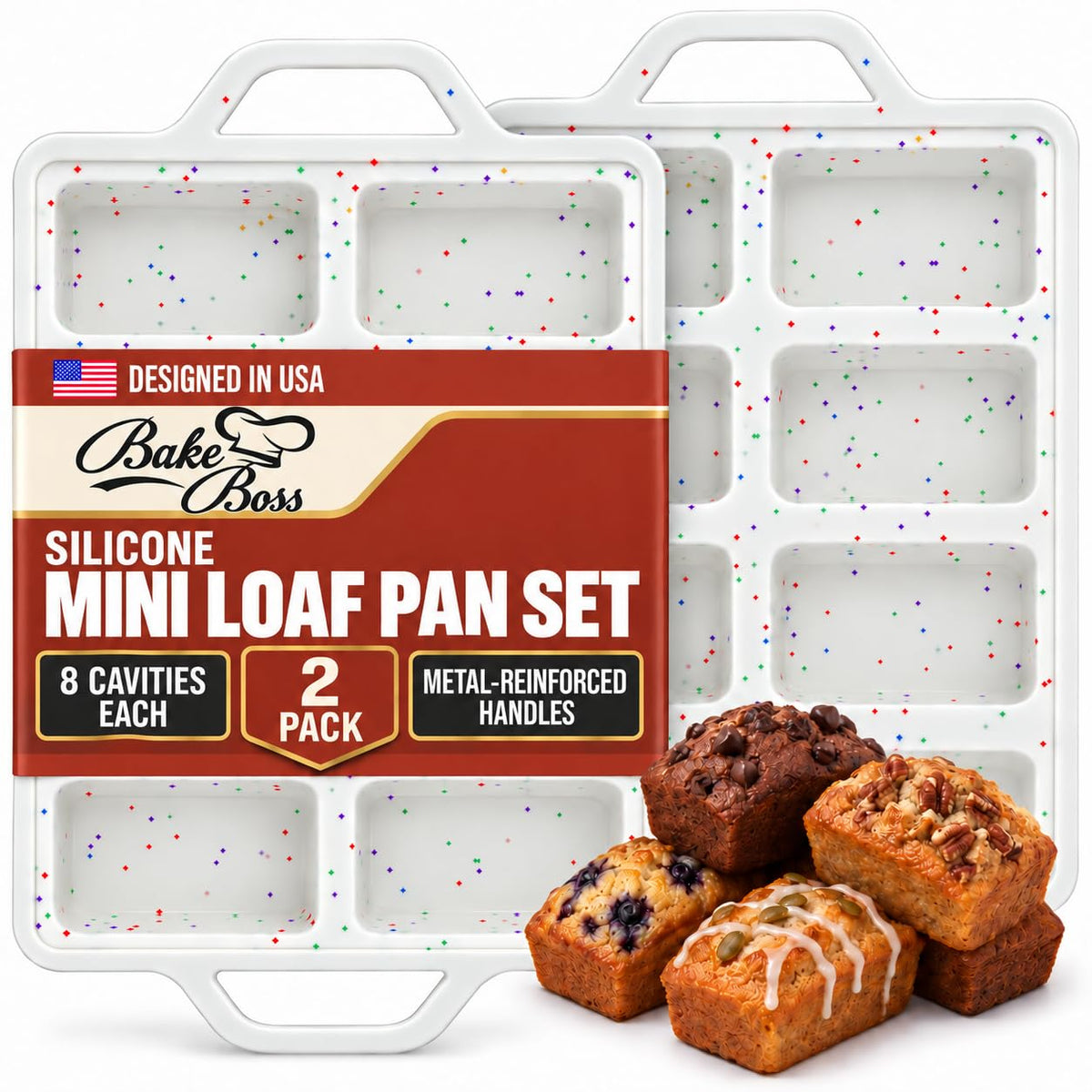 Silicone Muffin Pans, 2-Pack Regular 12 Cup & Mini 24 Cup, BPA-Free