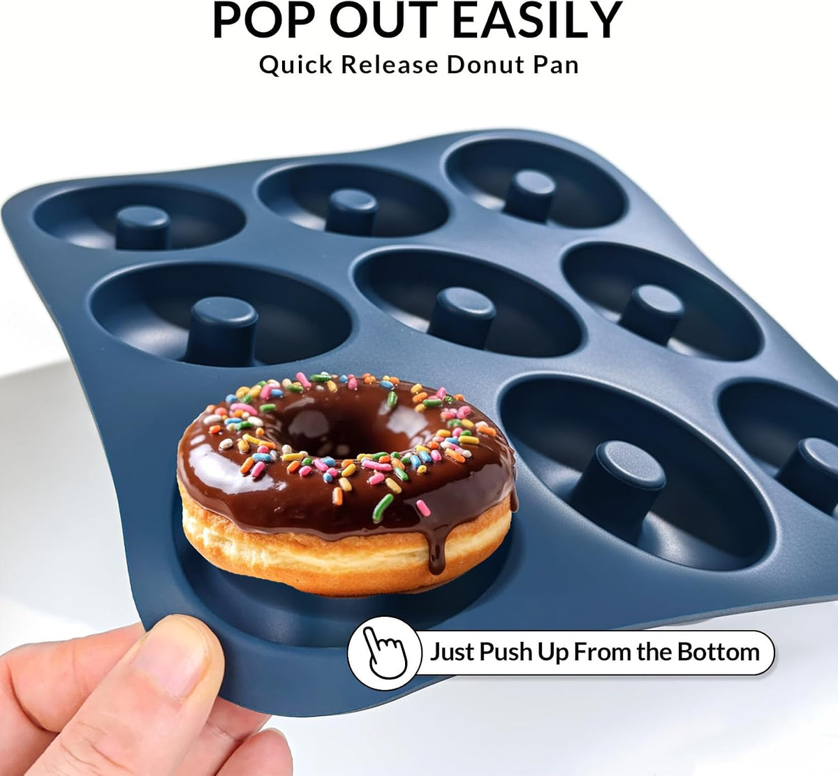 Large Silicone Donut Pan for Baking,9 Cavity Non-Stick Food Molds