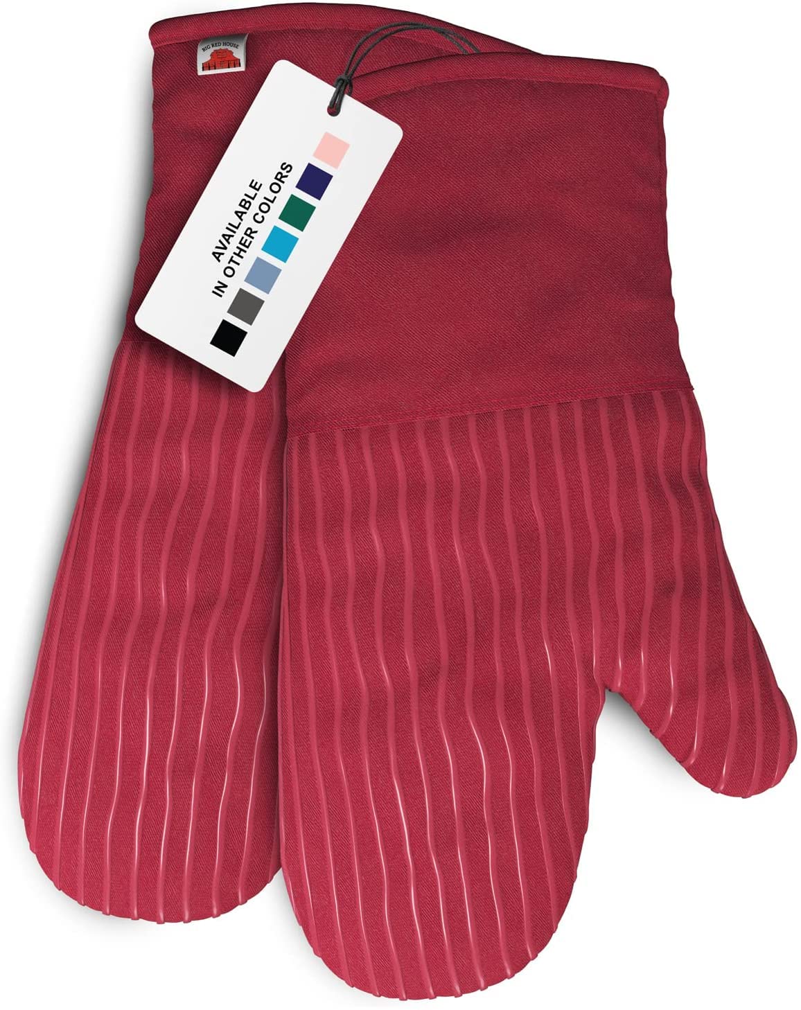 Silicone Oven Mitts - Gray Set of 2-12.5" - Heat Resistant to 536 F / 280 C Kitchen Gloves - Professional Grade Protection Hot Cooking Baking