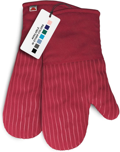 Silicone Oven Mitts - Gray Set of 2-12.5" - Heat Resistant to 536 F / 280 C Kitchen Gloves - Professional Grade Protection Hot Cooking Baking