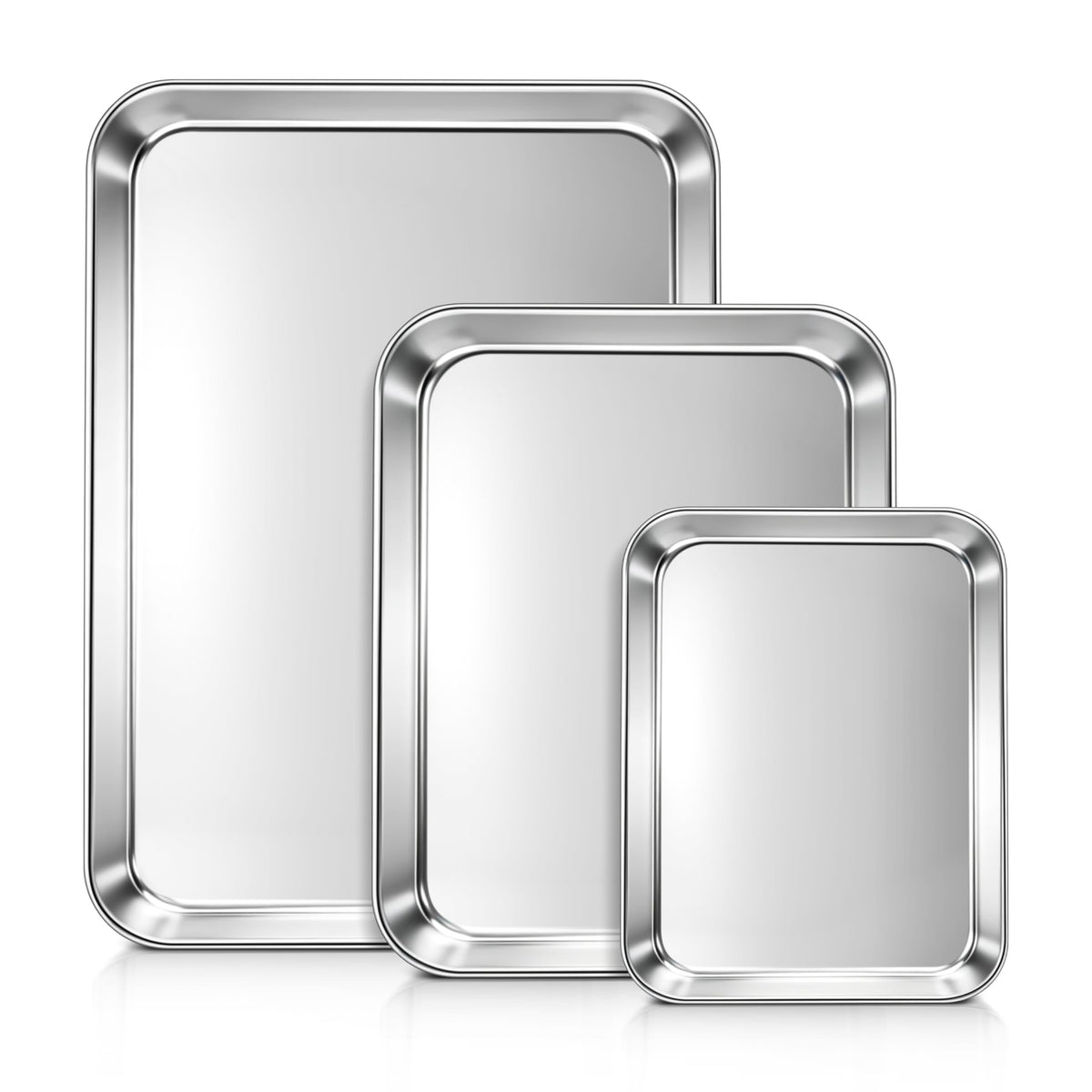 LIANYU Baking Sheet Pans, Half Sheet/Jelly Roll/Quarter Sheet, 3 Pack