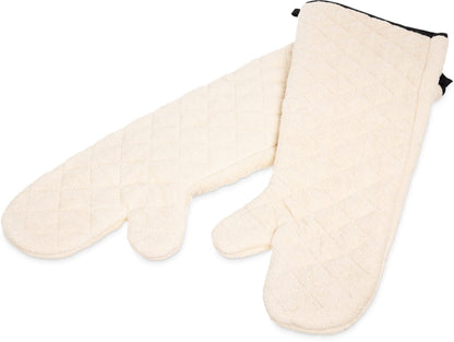 Terry Oven Mitts, San Jamar, Professional Grade, 500°F, 24", Pair, Natural