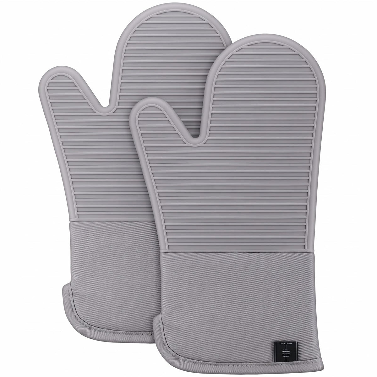 BONTHEE Silicone Oven Mitts Heat Resistant Kitchen Oven Gloves - Black