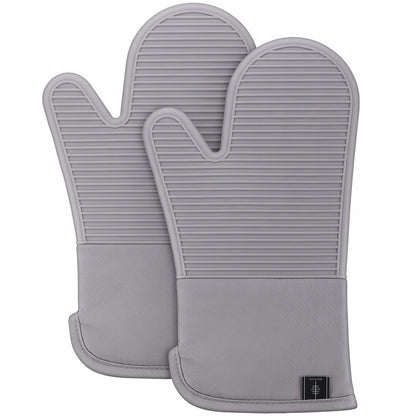 BONTHEE Silicone Oven Mitts Heat Resistant Kitchen Oven Gloves - Black