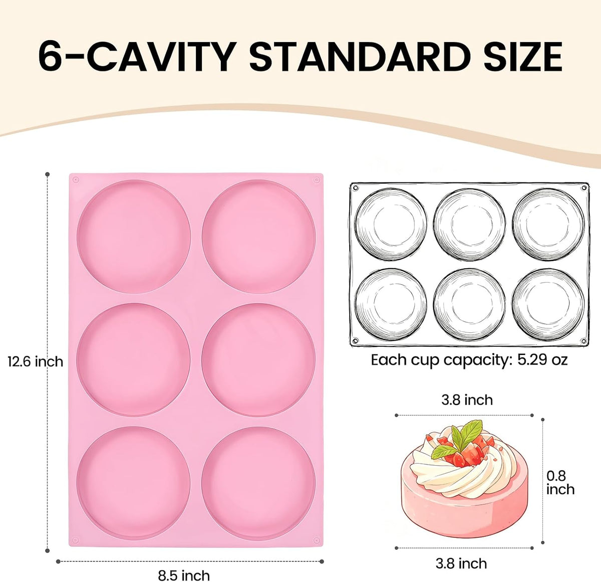 Silicone Muffin Top Pan, 4 Inch Egg Mold for Breakfast Sandwiches