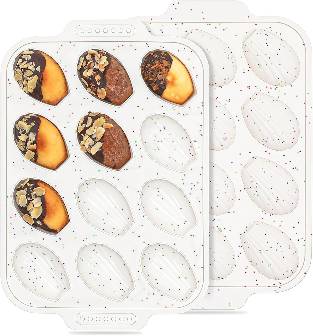 Vinino 2-Pack Silicone Madeleine Pans for Baking with Reinforced Frame
