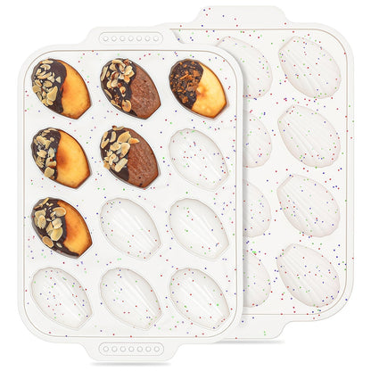 Vinino 2-Pack Silicone Madeleine Pans for Baking with Reinforced Frame