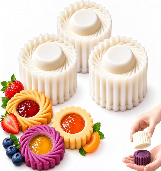 3Pcs Double Ended Mooncake Mold, Sunflower Pattern Hand Press Pastry Stamp