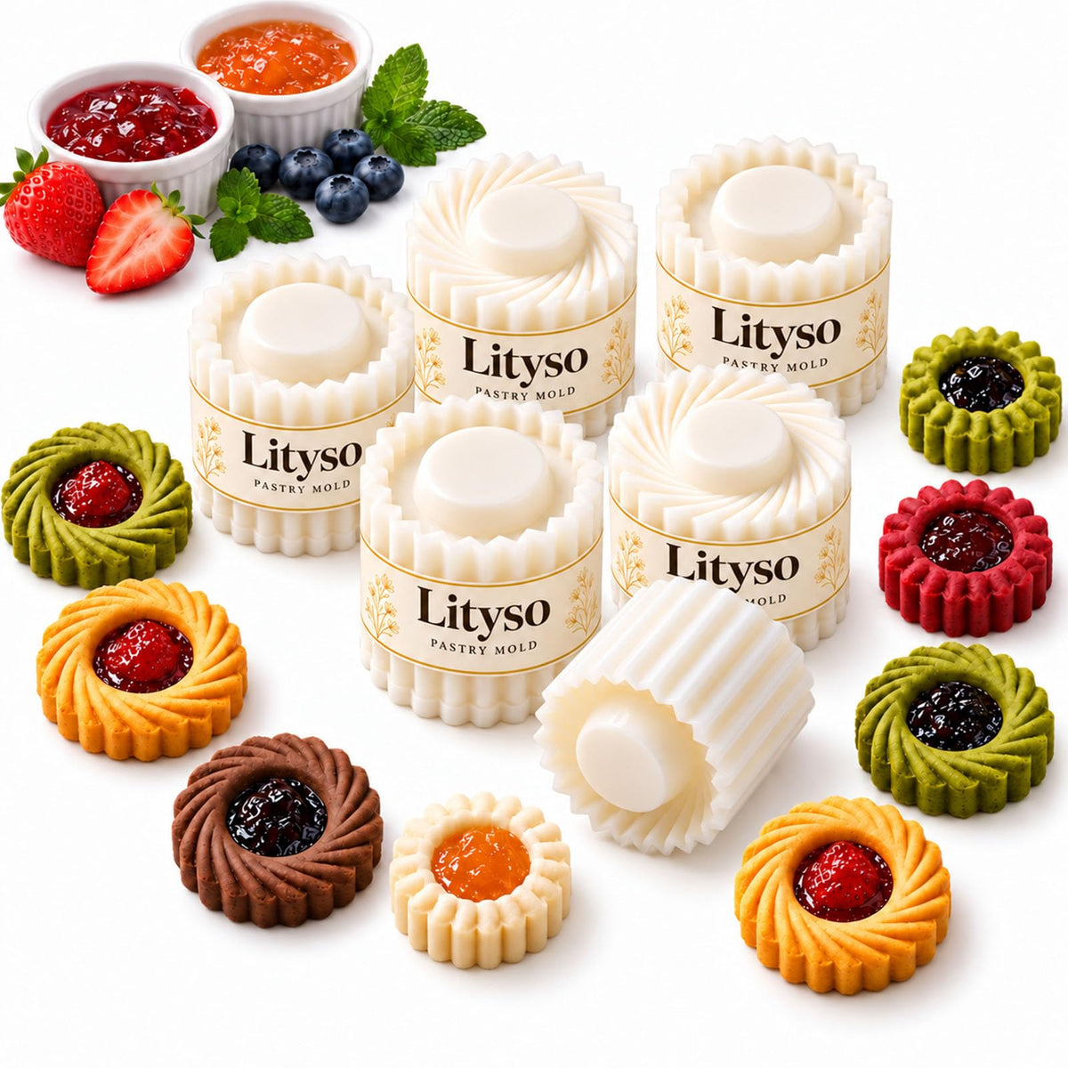 Sunflower Patterned Round Hand-Press Mooncake Double Ended Pastry Mold