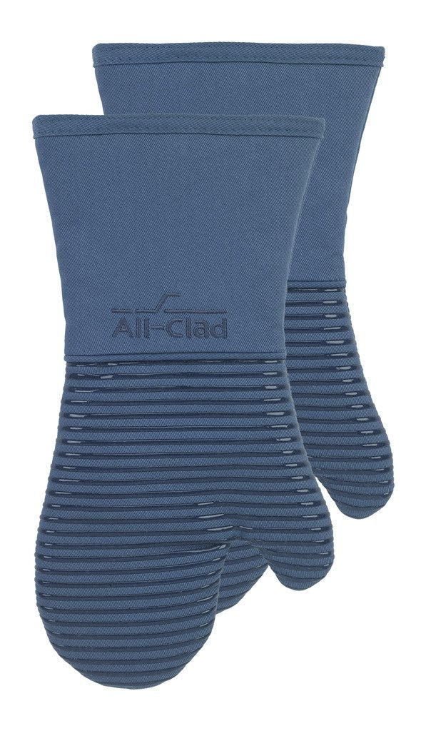 All-Clad Non-Slip Silicone Oven Mitt, Heat Resistant 500°F, Indigo, 2pc