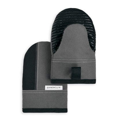 KitchenAid Beacon Two-Tone Non-Slip Mini Oven Mitt Set, Navy/Ink, 5.5"x8", 2 Piece