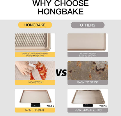 2 Pack Half Sheet Cookie Sheets for Baking, Nonstick Baking Pans