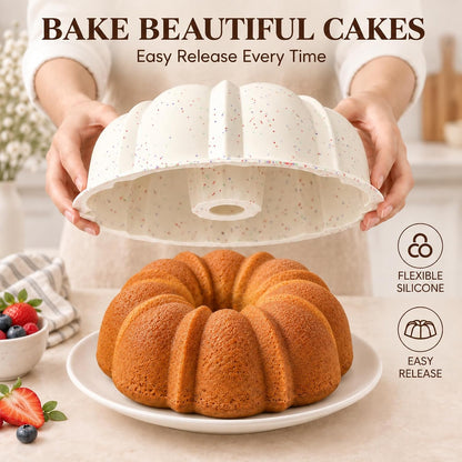 Vinino 10 Inch Silicone Cake Pans, Gelatin Dessert Molds, 2 Pack, Cream