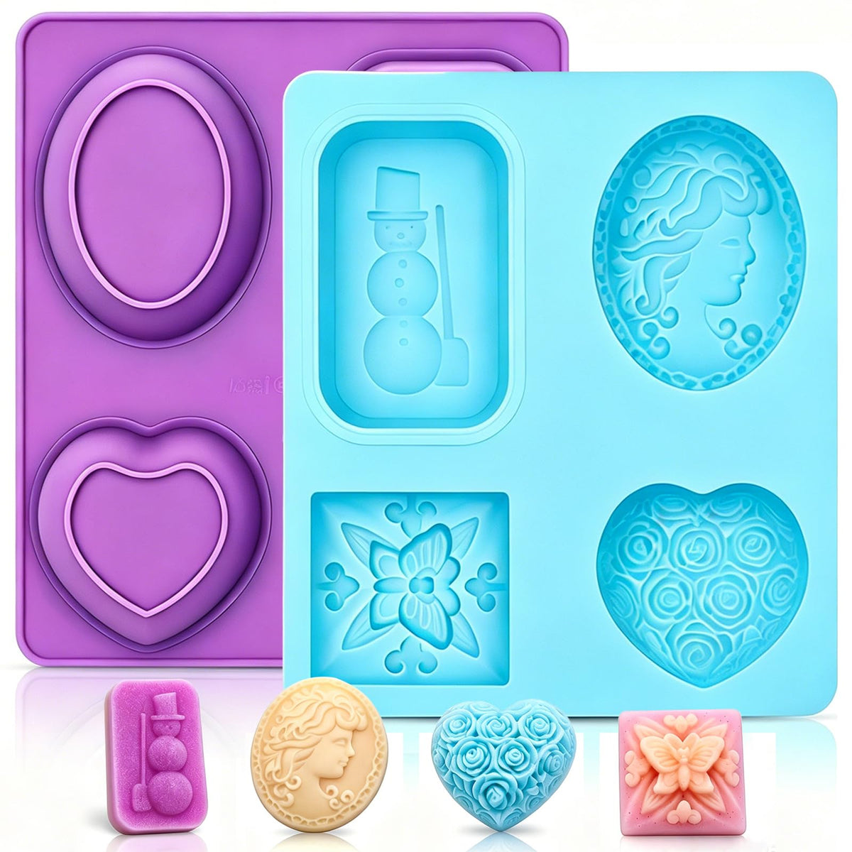 SJ Rectangle Soap Mold Set, 3-Pack 6-Cavity Silicone Soap Molds