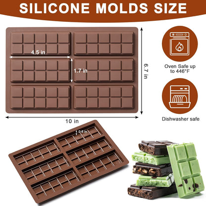 Chocolate Bar Mold，Non-Stick Chocolate Molds，100% Food Grade Silicone Mold