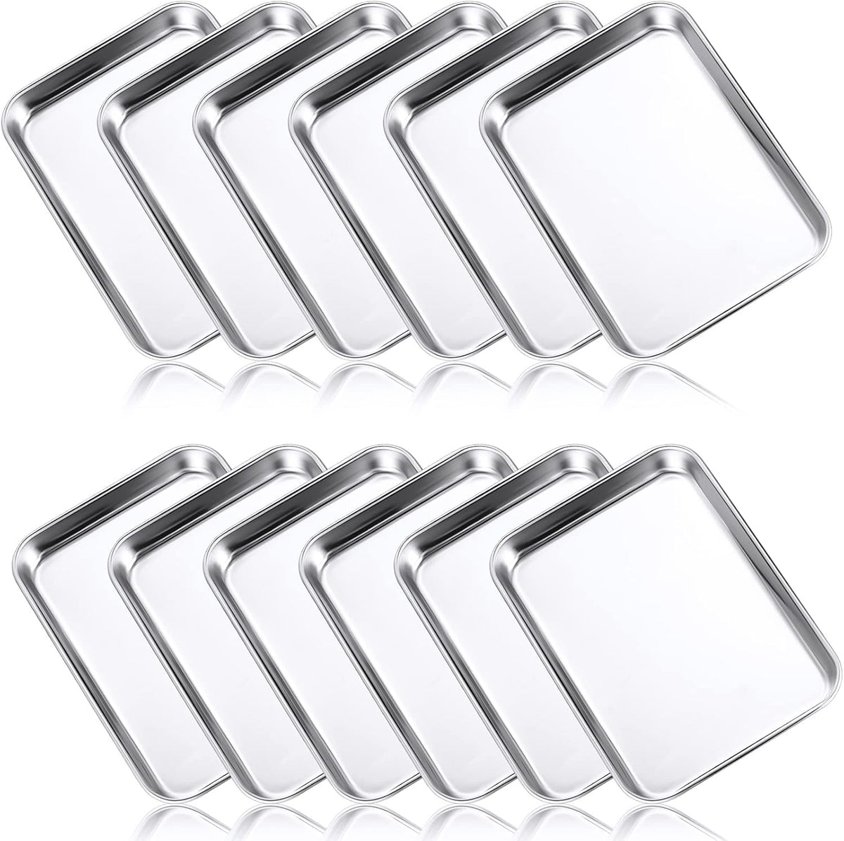 Mimorou 12 Pcs Baking Sheet Stainless Steel Cookie Pans, 7.1 x 5.1 Inch