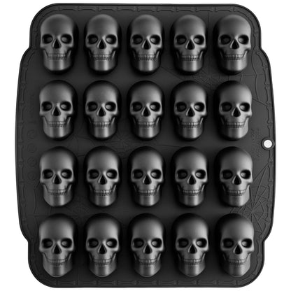 NiHome 20 Cavities Silicone Skull Mold for Baking Chocolates Making, Black