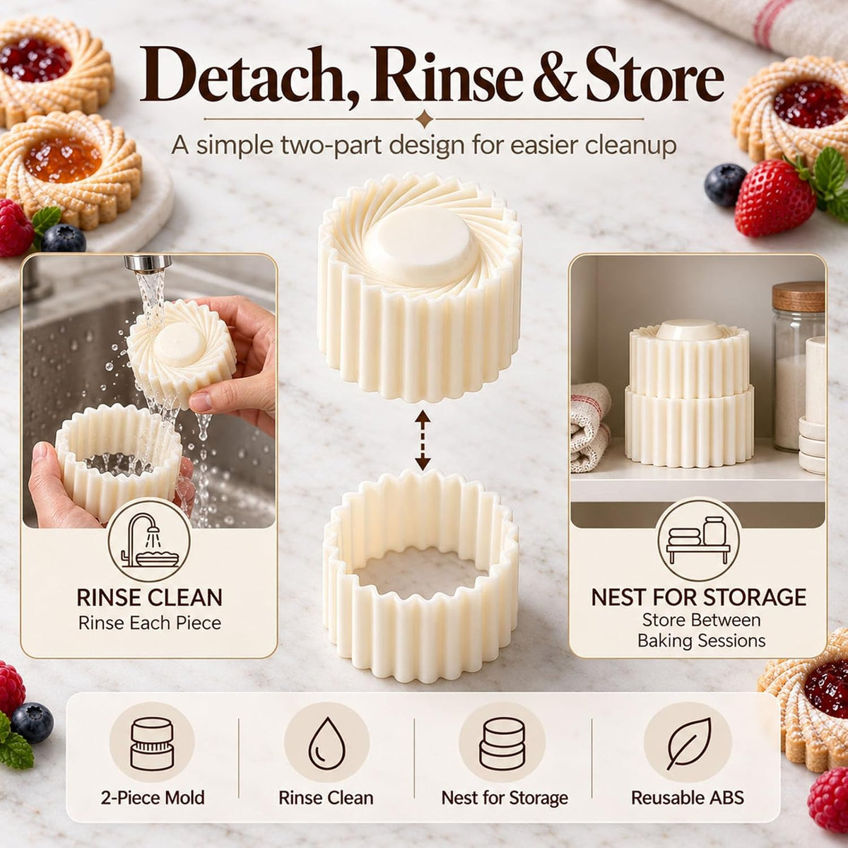 Sunflower Patterned Round Hand-Press Mooncake Double Ended Pastry Mold
