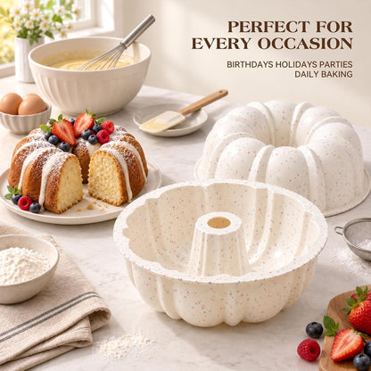 Vinino 10 Inch Silicone Cake Pans, Gelatin Dessert Molds, 2 Pack, Cream