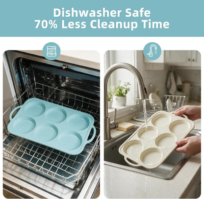 Nonstick Silicone Muffin Top Pan: 4 Inch Jumbo Silicone Egg Molds Frame