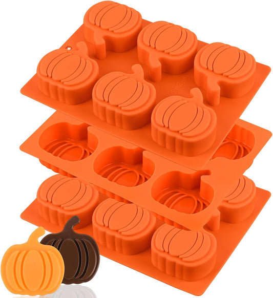 WMKGG 3 Pack Pumpkin Silicone Mold, 6-Cavity Pumpkin Cake Pan