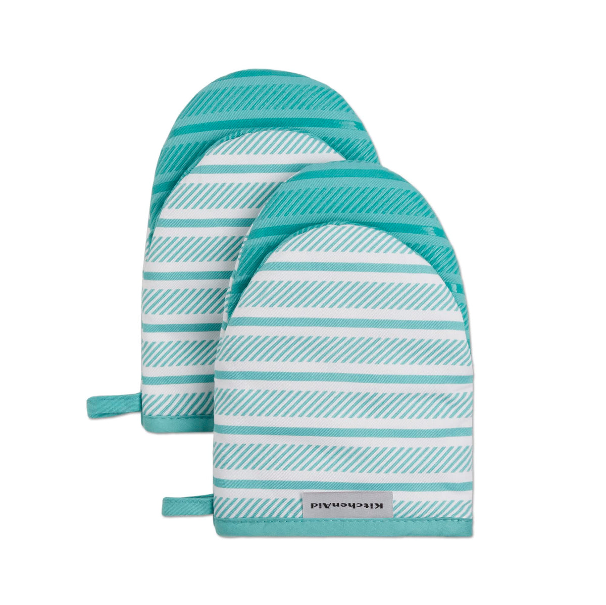 KitchenAid Albany Mini Oven Mitt 2-Pack Set, Aqua Sky, 5.5"x8"