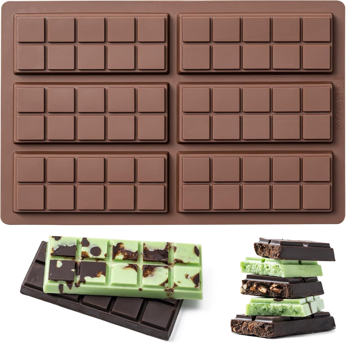 Chocolate Bar Mold，Non-Stick Chocolate Molds，100% Food Grade Silicone Mold