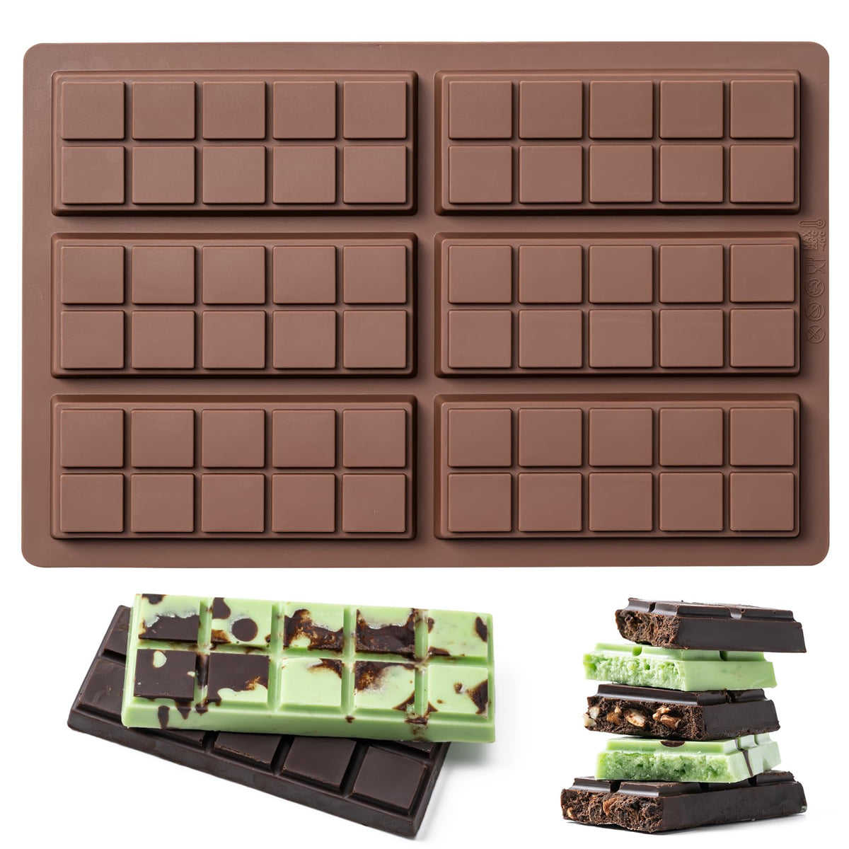 Chocolate Bar Mold，Non-Stick Chocolate Molds，100% Food Grade Silicone Mold