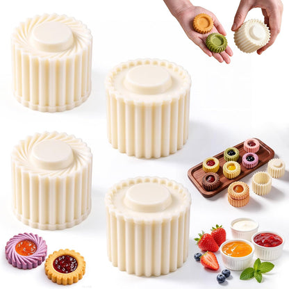 4 Pcs Sunflower Patterned Round Hand-Press Mooncake Mold Cookie Shaper