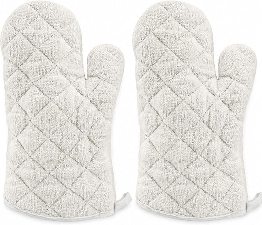 New Star Foodservice Oven Mitts, Tan (Terry Cloth), 13-Inch, Set of 2
