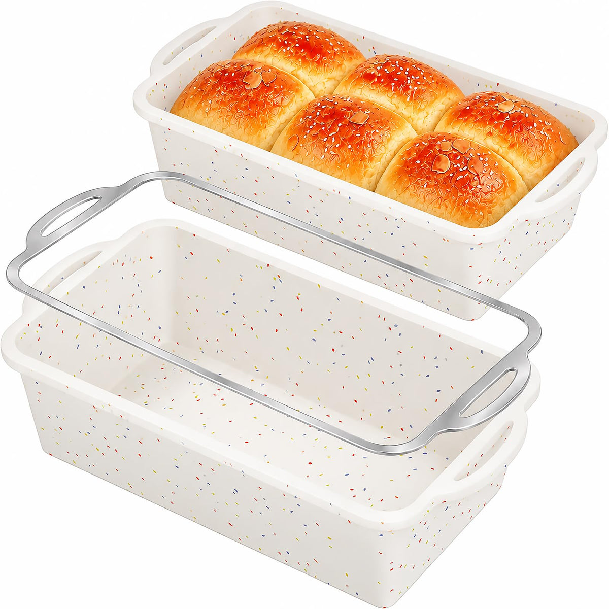 2 Pack Vinino Silicone Mini Loaf Pans Cake Bread Baking Metal Reinforced