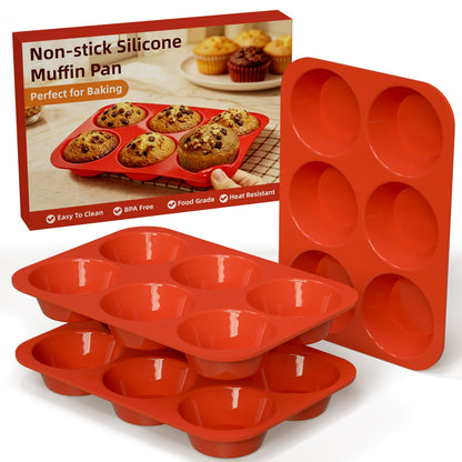 SINBEE Silicone Muffin Pans for Baking - 3 Pack Silicone Molds 12 Cups Nonstick Cupcake Pan for Baking BPA Free Cake Pop Mold Egg Muffins