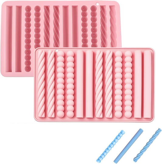 2Pcs Pretzel Rod Molds, Non-Stick Chocolate Silicone Mold for Diy Baking