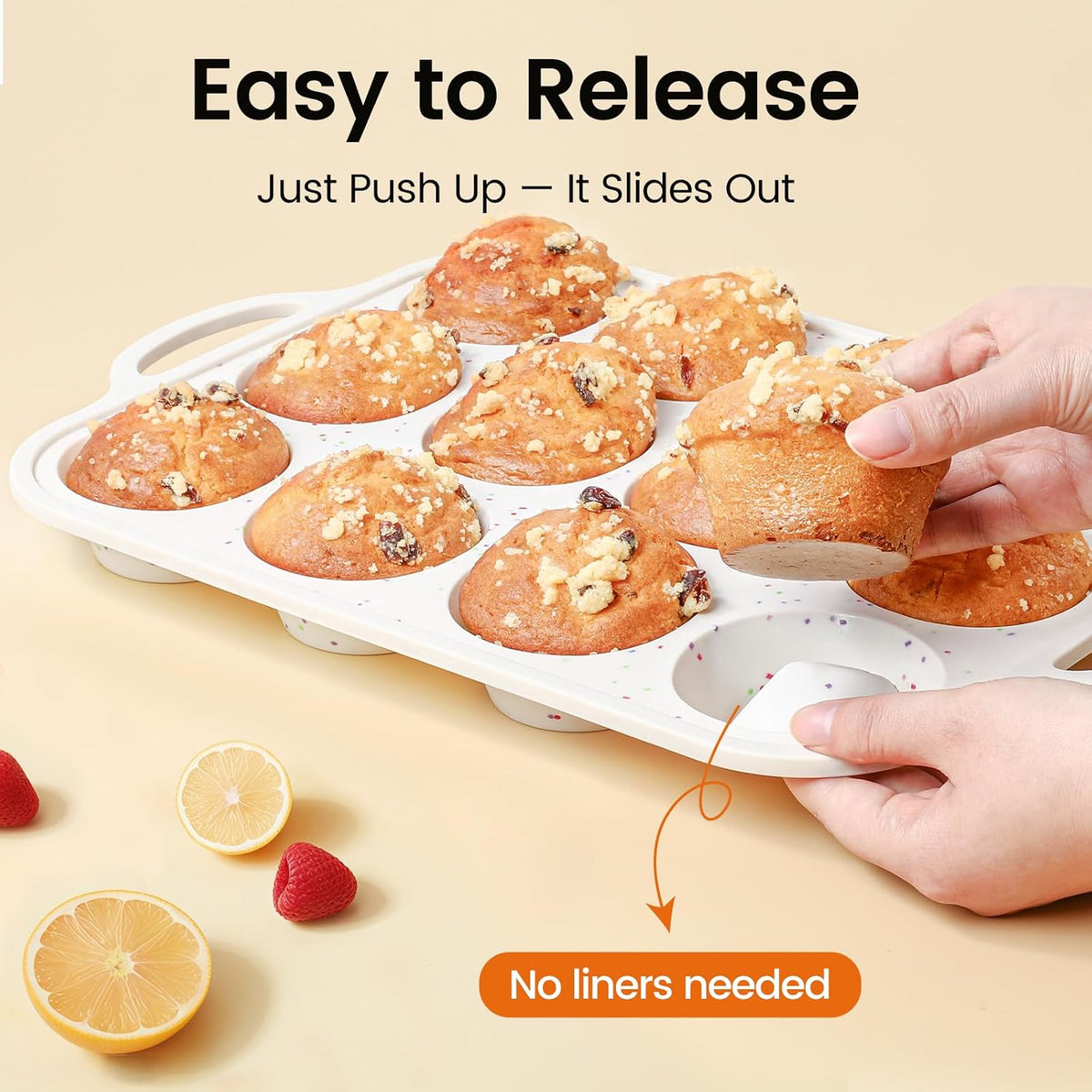 Silicone Muffin Pan for Baking with Metal Reinforced Frame, Nonstick Cupcake Pan 1 Pack Regular Size Egg Bites Silicone Mold