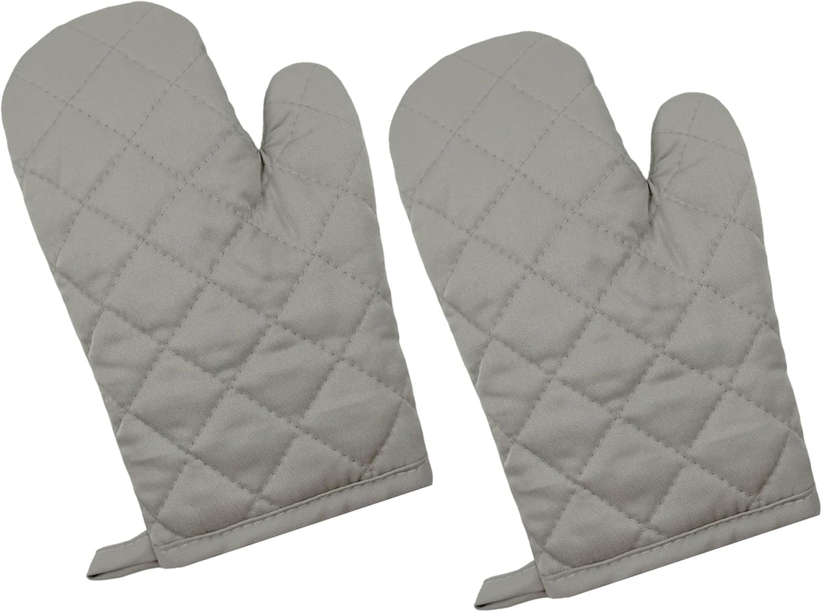 Oven Mitts 1 Pair, Heat Resistant Kitchen Gloves with Non-Slip Quilted Grip, Polyester & Cotton Blend, 11 x 6 Inch with Hanging Loop, for Baking Grilling BBQ Cooking, Gray